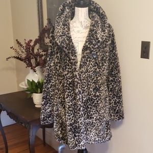 Style and Co. Leopard animal print faux fur jacket